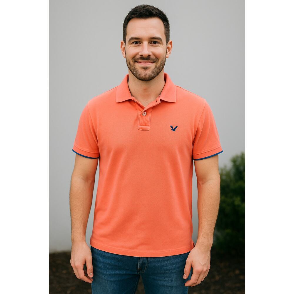 American eagle vintage 90s bright orange polo sz L athletic fit high visibility
